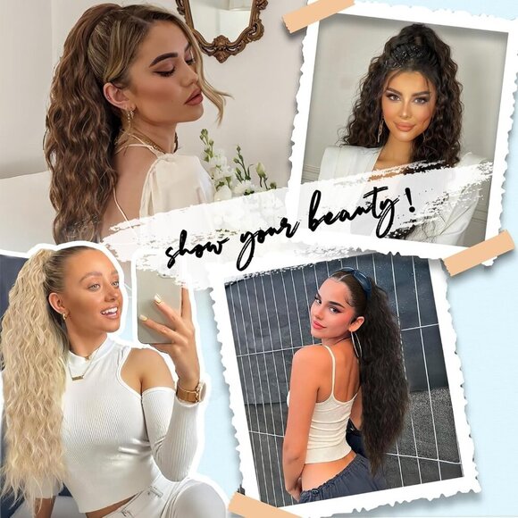 Ponytail Extension Synthetic 28 Inch Wavy Curly Claw Clip Hair Piece main image 5